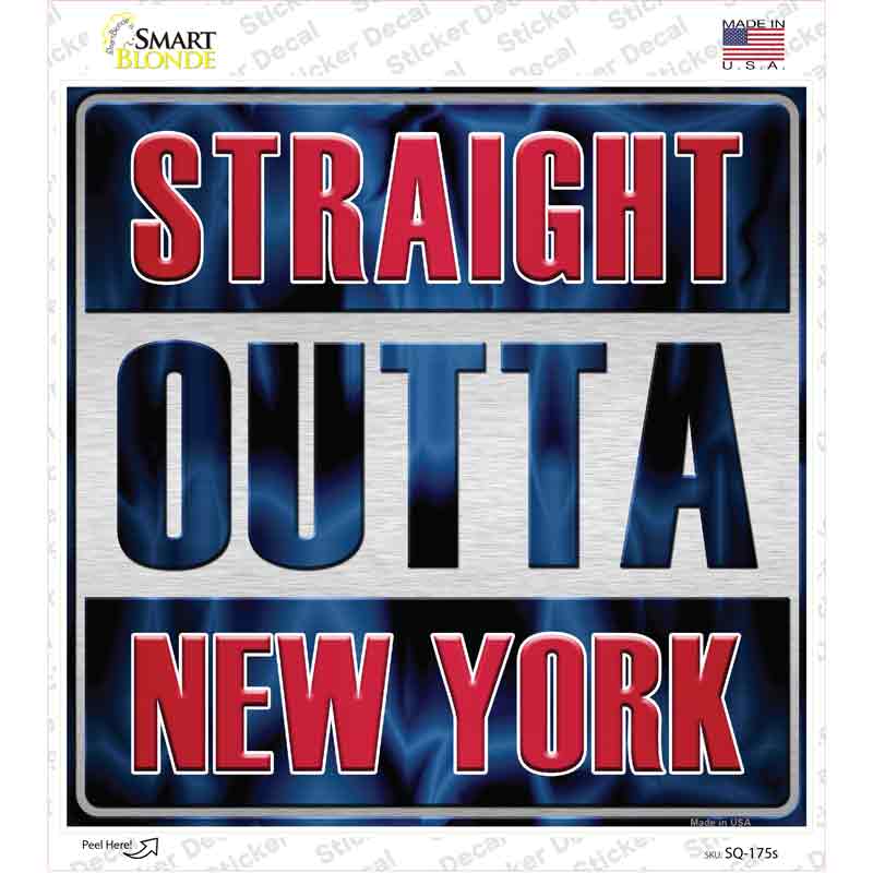 SQ-175s-M Straight Outta   York Novelty Square Sticker Decal, Medium