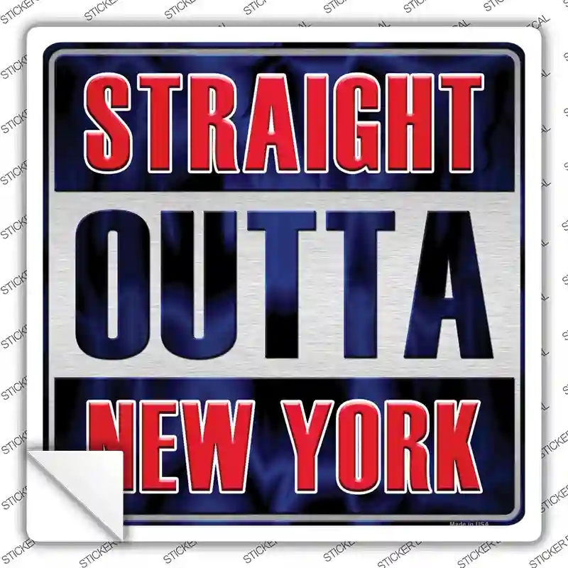 SQ-210s-S Straight Outta   York Red Novelty Square Sticker Decal, Small