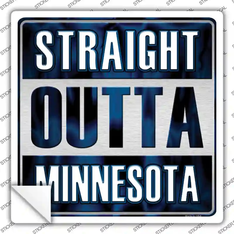 SQ-238s-S Straight Outta Minnesota White Novelty Square Sticker Decal, Small