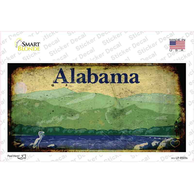 LP-9503s-M Alabama Rusty Novelty Sticker Decal, Medium