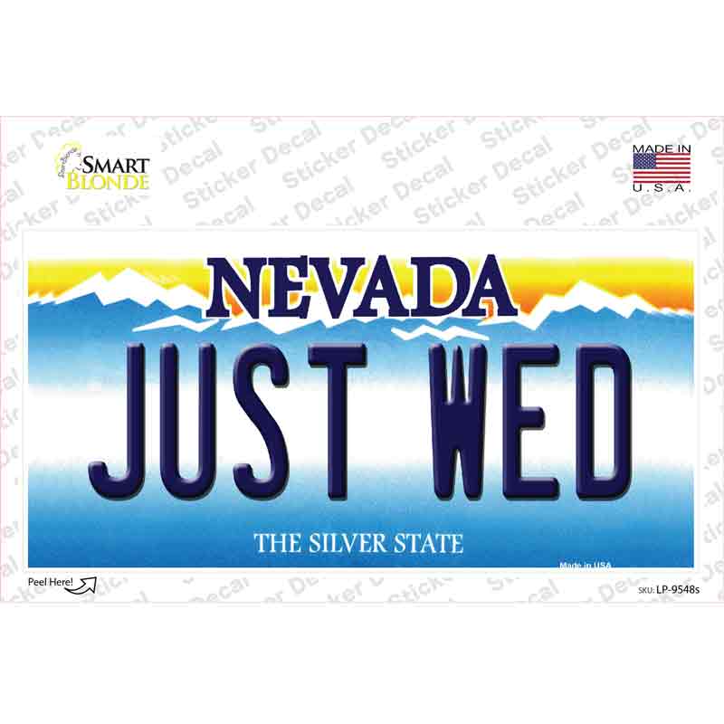 LP-9548s-M Just Wed Nevada Novelty Sticker Decal, Medium