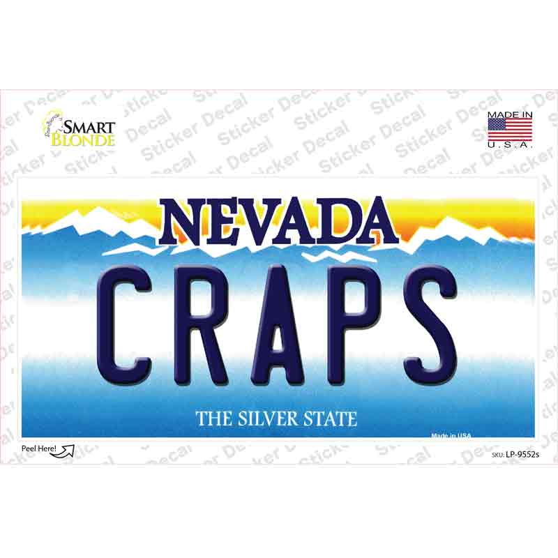 LP-9552s-M Craps Nevada Novelty Sticker Decal, Medium