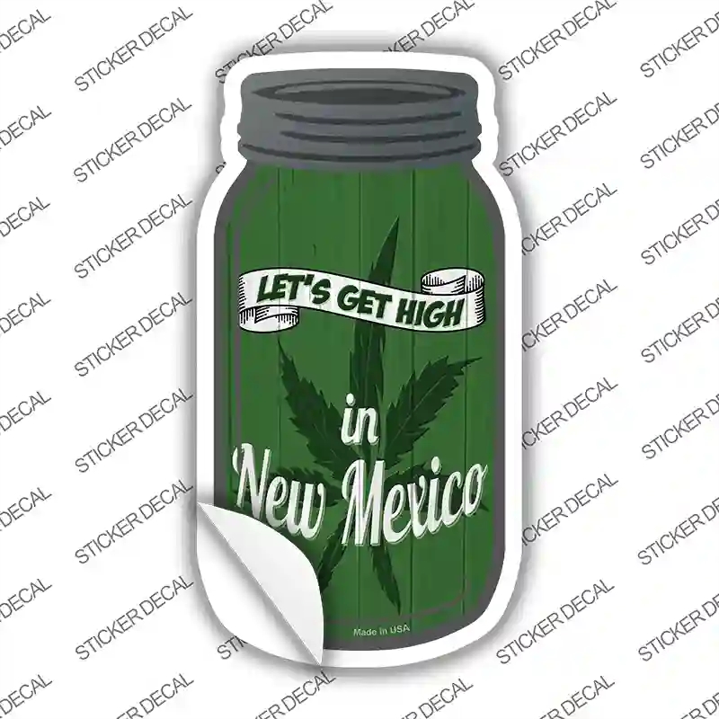 MJ-470s-S Get High   Mexico Green Novelty Mason Jar Sticker Decal, Small