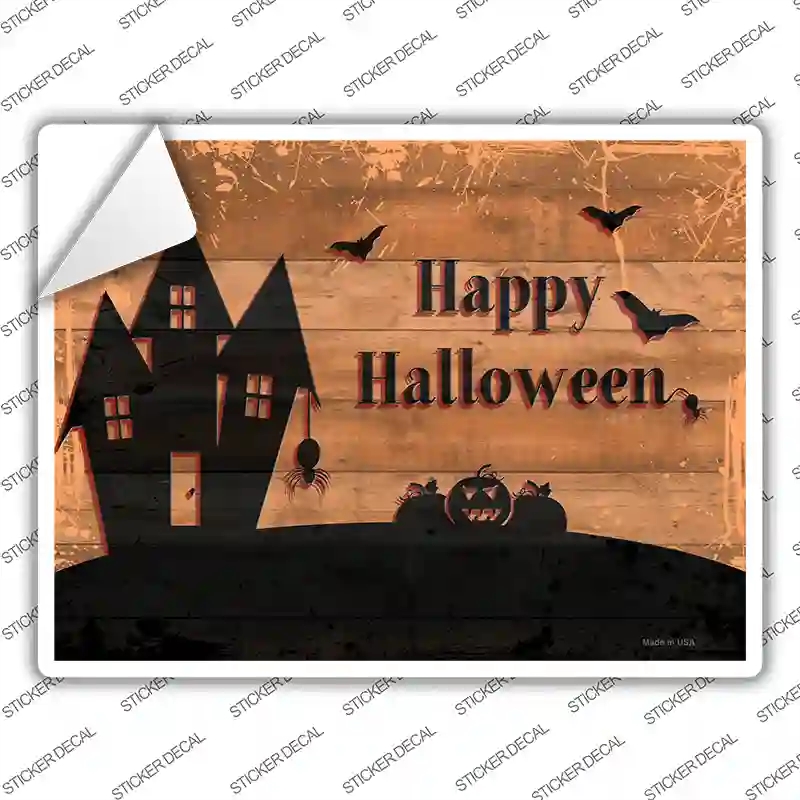 P-3518s-S Happy Halloween Novelty Rectangular Sticker Decal, Small