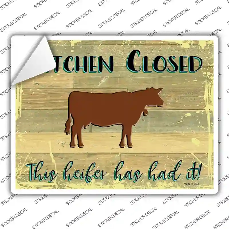 P-3519s-L Kitchen Closed Novelty Rectangular Sticker Decal, Large