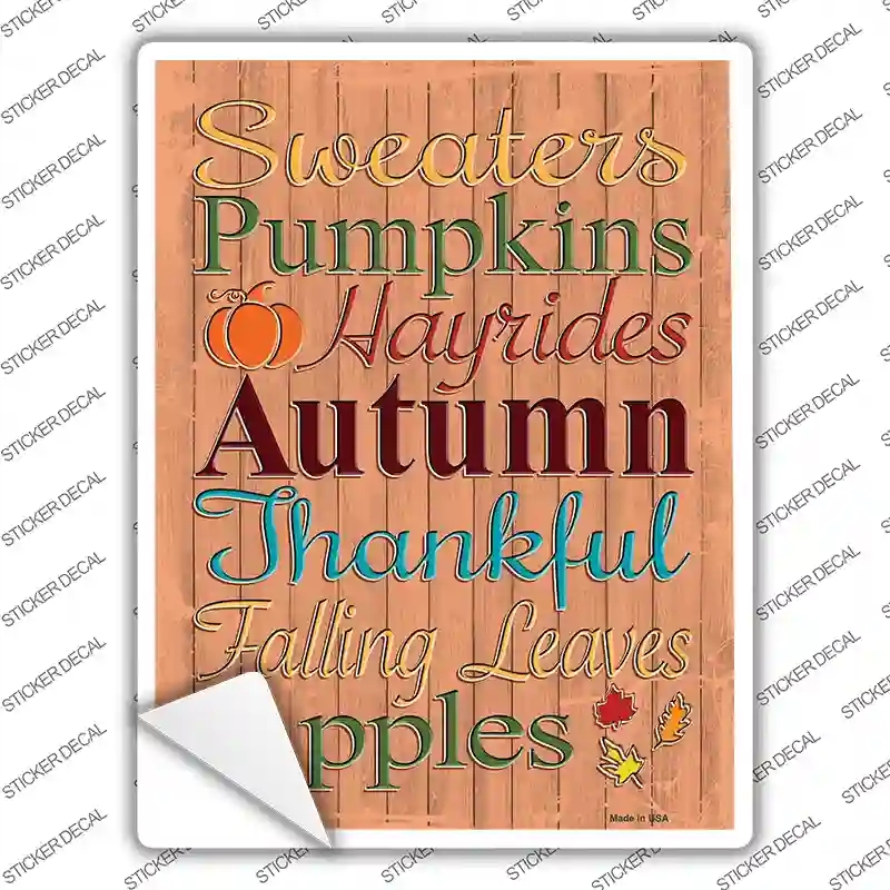 P-3531s-L Sweaters Pumpkins Autumn Novelty Rectangular Sticker Decal, Large