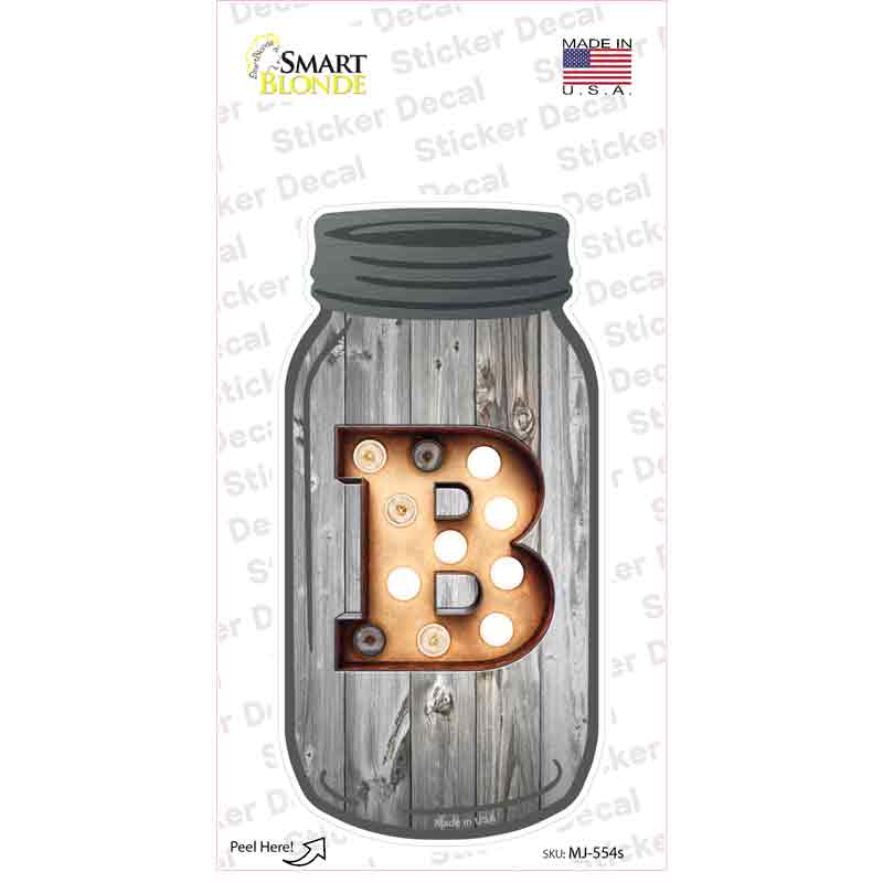 MJ-554s-M B Bulb Lettering Novelty Mason Jar Sticker Decal, Medium
