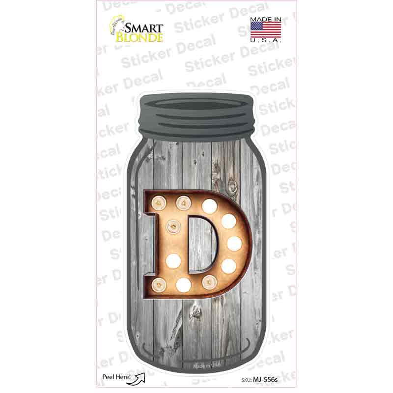 MJ-556s-M D Bulb Lettering Novelty Mason Jar Sticker Decal, Medium