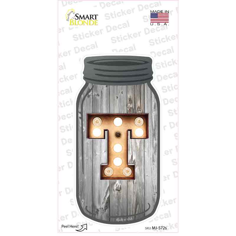 MJ-572s-M T Bulb Lettering Novelty Mason Jar Sticker Decal, Medium