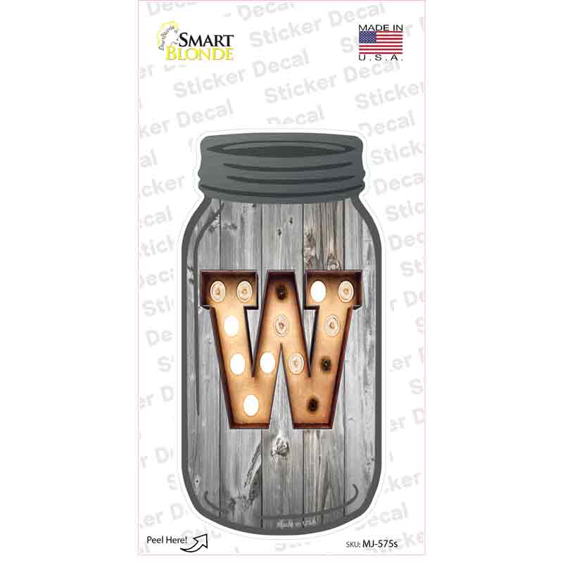 MJ-575s-M W Bulb Lettering Novelty Mason Jar Sticker Decal, Medium