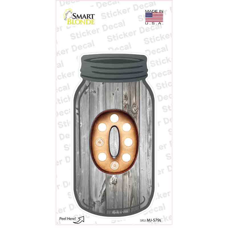 MJ-579s-M 0 Bulb Lettering Novelty Mason Jar Sticker Decal, Medium