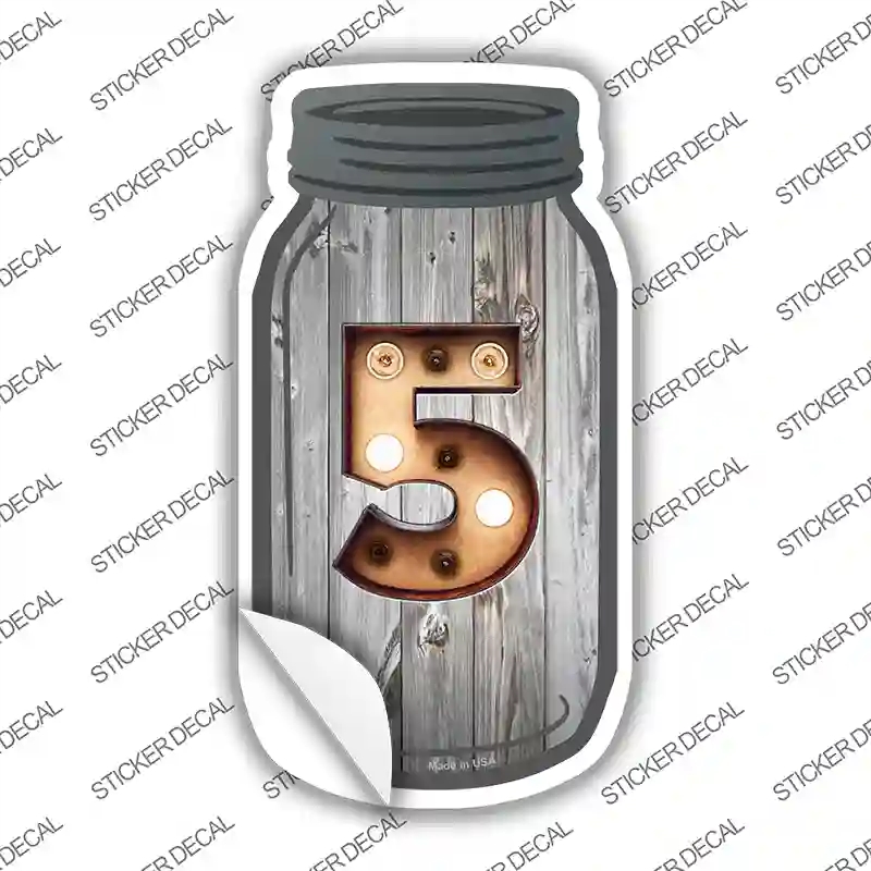 MJ-584s-S 5 Bulb Lettering Novelty Mason Jar Sticker Decal, Small