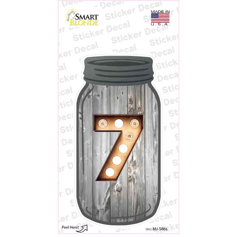MJ-586s-M 7 Bulb Lettering Novelty Mason Jar Sticker Decal, Medium