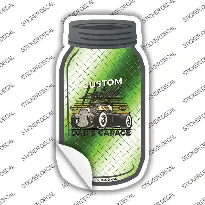 MJ-592s-S Custom Hot Rod Green Diamond Novelty Mason Jar Sticker Decal, Small