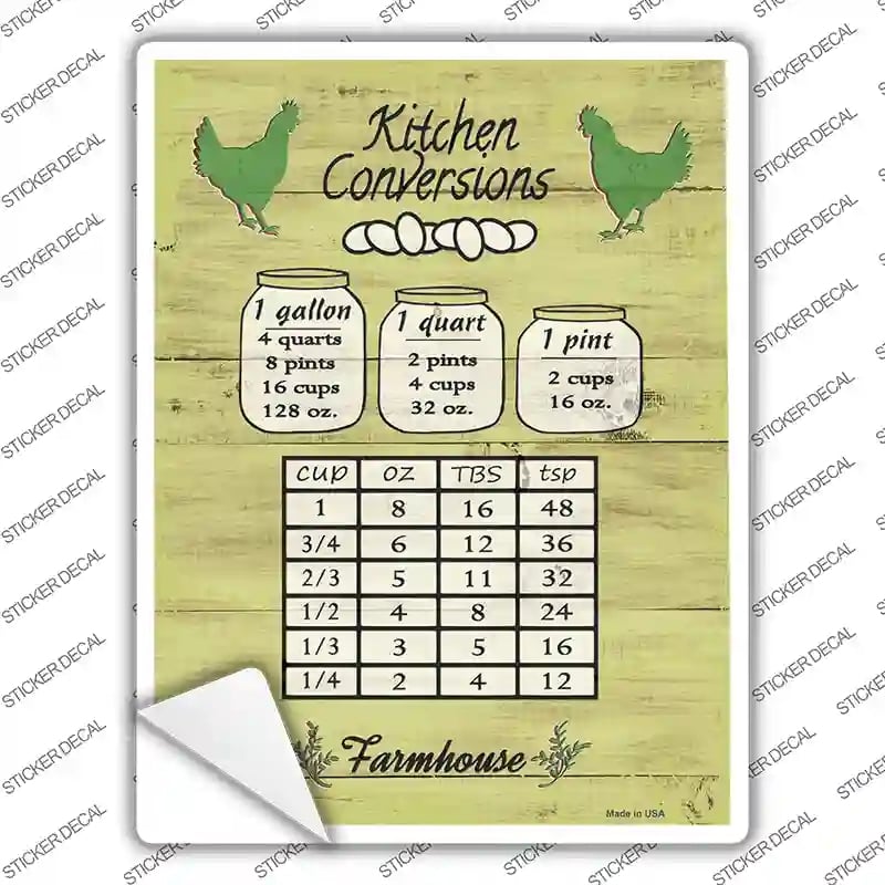 P-3560s-L Kitchen Conversions Novelty Rectangular Sticker Decal, Large
