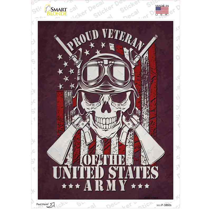 P-3860s-M Proud Veteran of the Army Novelty Rectangle Sticker Decal, Medium