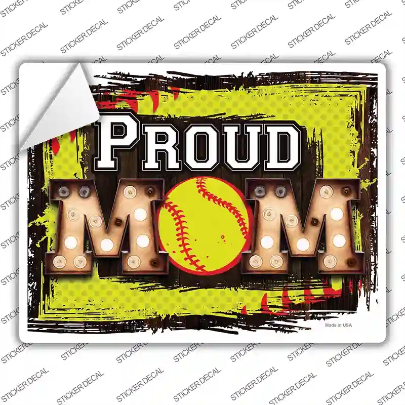 P-3968s-L Proud Softball Mom Novelty Rectangle Sticker Decal, Large