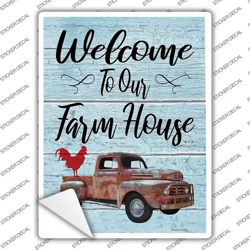 P-4073s-S Welcome to Our Farm House Novelty Rectangle Sticker Decal, Small