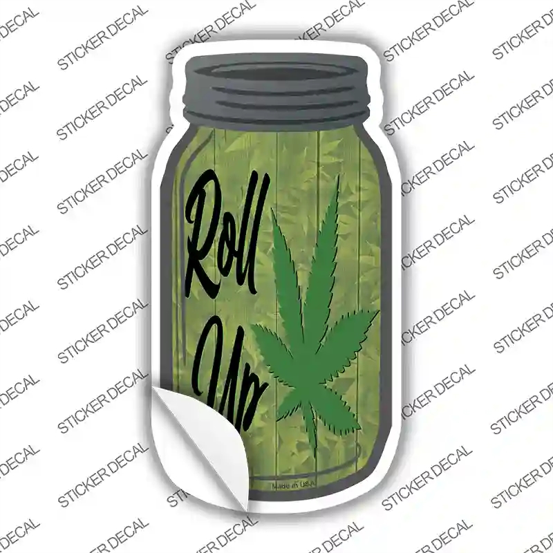 MJ-610s-L Roll Up Novelty Mason Jar Sticker Decal, Large
