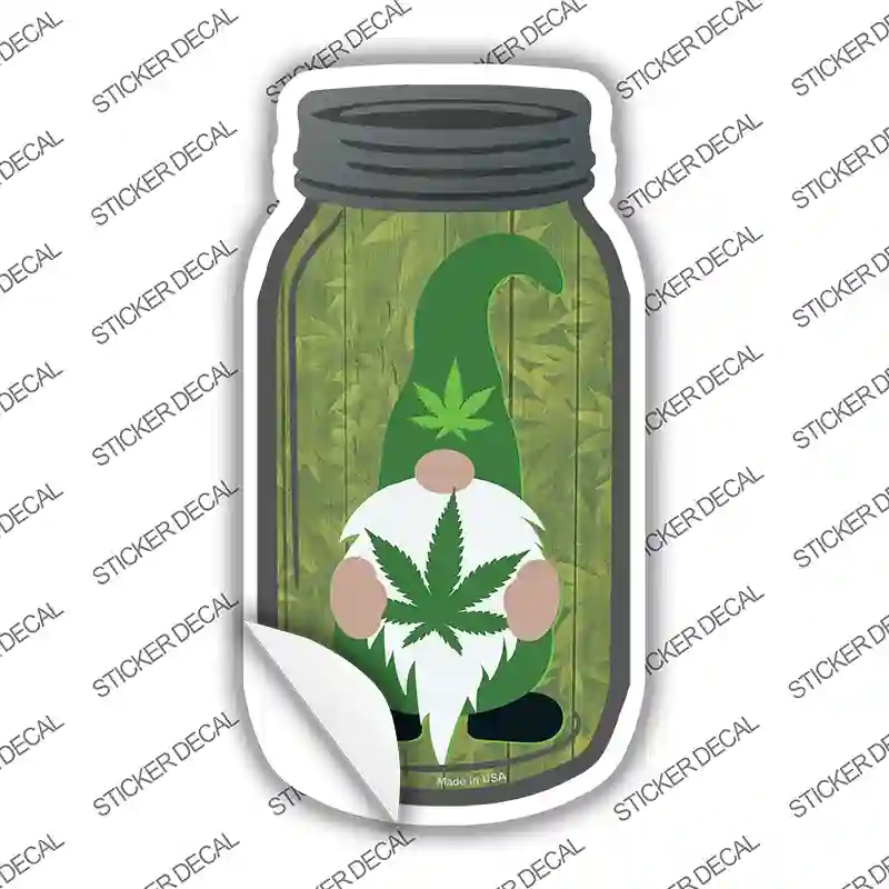MJ-633s-S Weed Gnome Novelty Mason Jar Sticker Decal, Small
