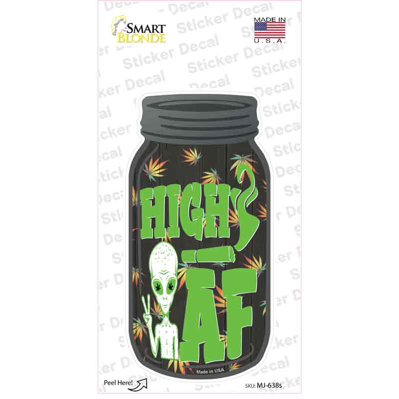 MJ-638s-M Alien High AF Novelty Mason Jar Sticker Decal, Medium