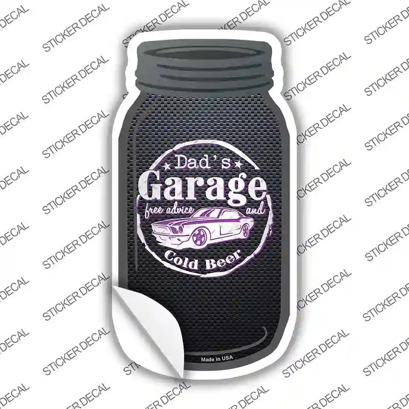 MJ-652s-L Dads Garage Purple Novelty Mason Jar Sticker Decal, Large