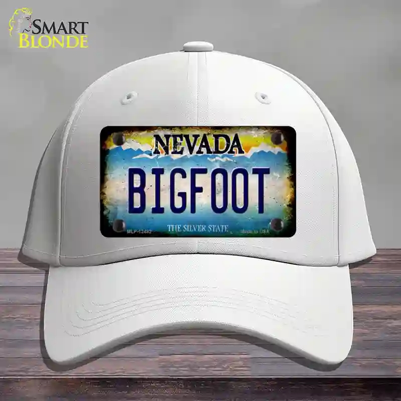 HAT21-MLP-12482 Bigfoot Nevada Novelty License Plate Hat, Cotton - White