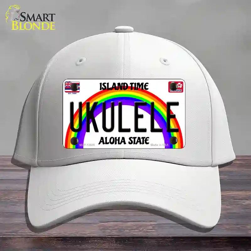 HAT21-MLP-12550 Ukulele Hawaii Novelty License Plate Hat, Cotton - White