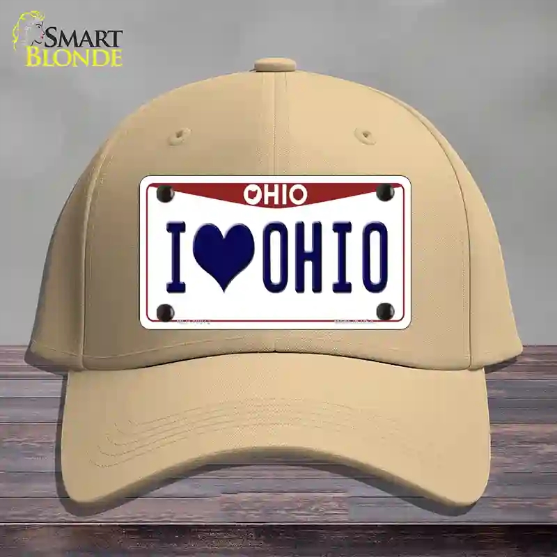 HAT22-MLP-10072 I Love Ohio Novelty License Plate Hat, Cotton - Khaki