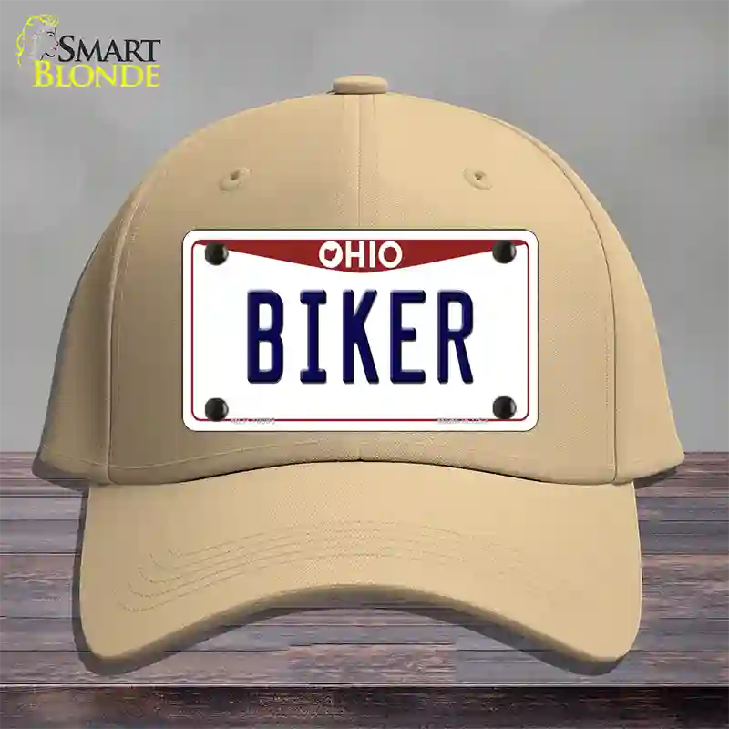 HAT22-MLP-10096 Biker Ohio Novelty License Plate Hat, Cotton - Khaki