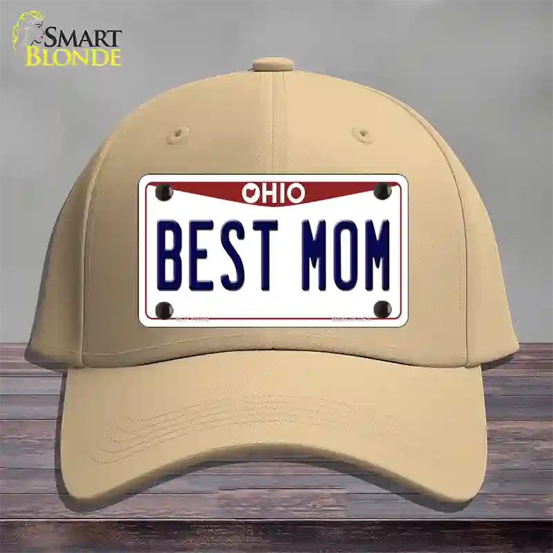HAT22-MLP-10099 Best Mom Ohio Novelty License Plate Hat, Cotton - Khaki