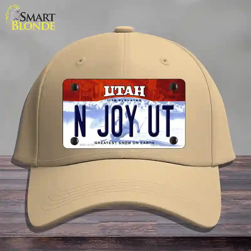 HAT22-MLP-10197 N Joy UT Utah Novelty License Plate Hat, Cotton - Khaki