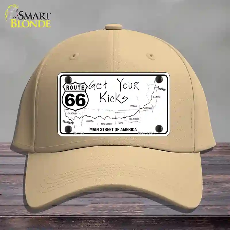 HAT22-MLP-102 US Route 66 Map Novelty License Plate Hat, Cotton - Khaki