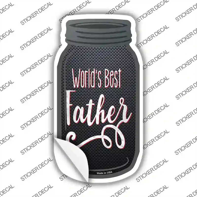 MJ-656s-S Worlds Best Father Novelty Mason Jar Sticker Decal, Small