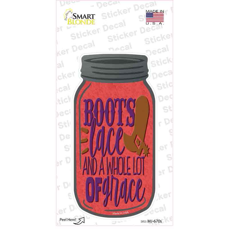 MJ-670s-M Boots Laced Novelty Mason Jar Sticker Decal, Medium