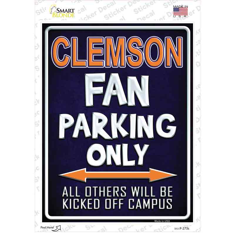 P-273s-M Clemson Novelty Rectangle Sticker Decal, Medium