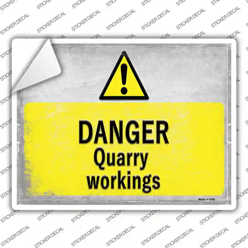 P-2755s-L Danger Quarry Workings Novelty Rectangle Sticker Decal, Large