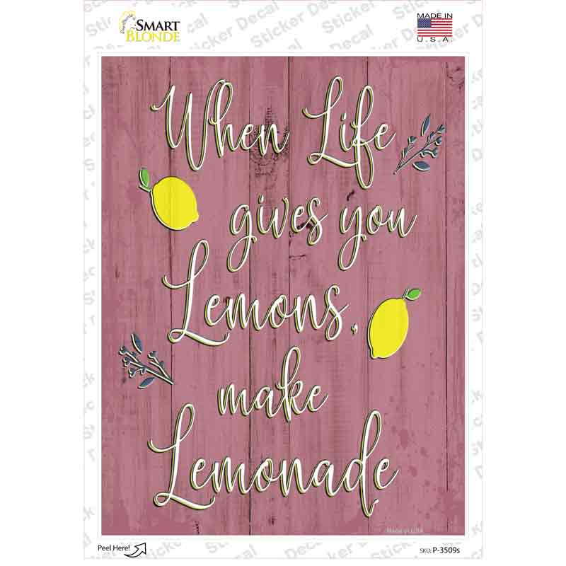 P-3509s-M When Life Gives You Lemons Novelty Rectangular Sticker Decal, Medium