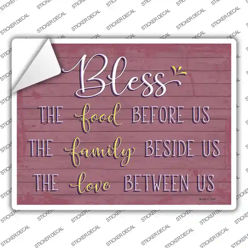 P-3525s-S Bless Food Family Love Novelty Rectangular Sticker Decal, Small