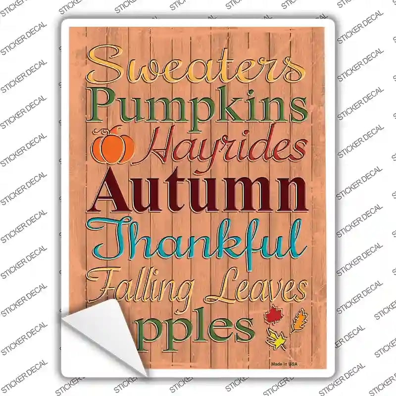 P-3531s-S Sweaters Pumpkins Autumn Novelty Rectangular Sticker Decal, Small