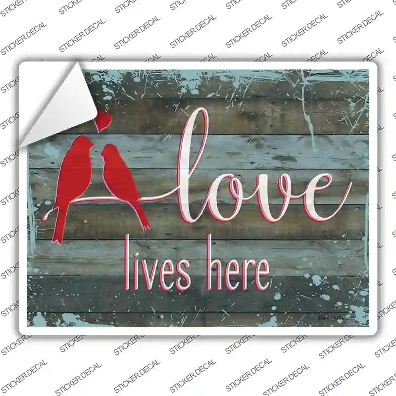 P-3537s-S Love Lives Here Novelty Rectangular Sticker Decal, Small