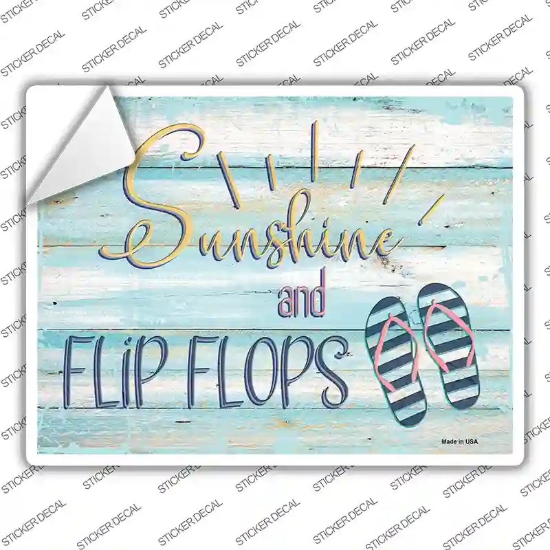 P-3539s-L Sunshine & Flip Flops Novelty Rectangular Sticker Decal, Large