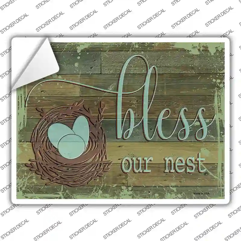 P-3549s-L Bless Our Nest Novelty Rectangular Sticker Decal, Large