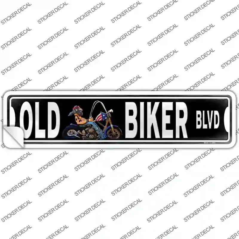 K-1471s-S Old Biker Novelty Narrow Sticker Decal, Small