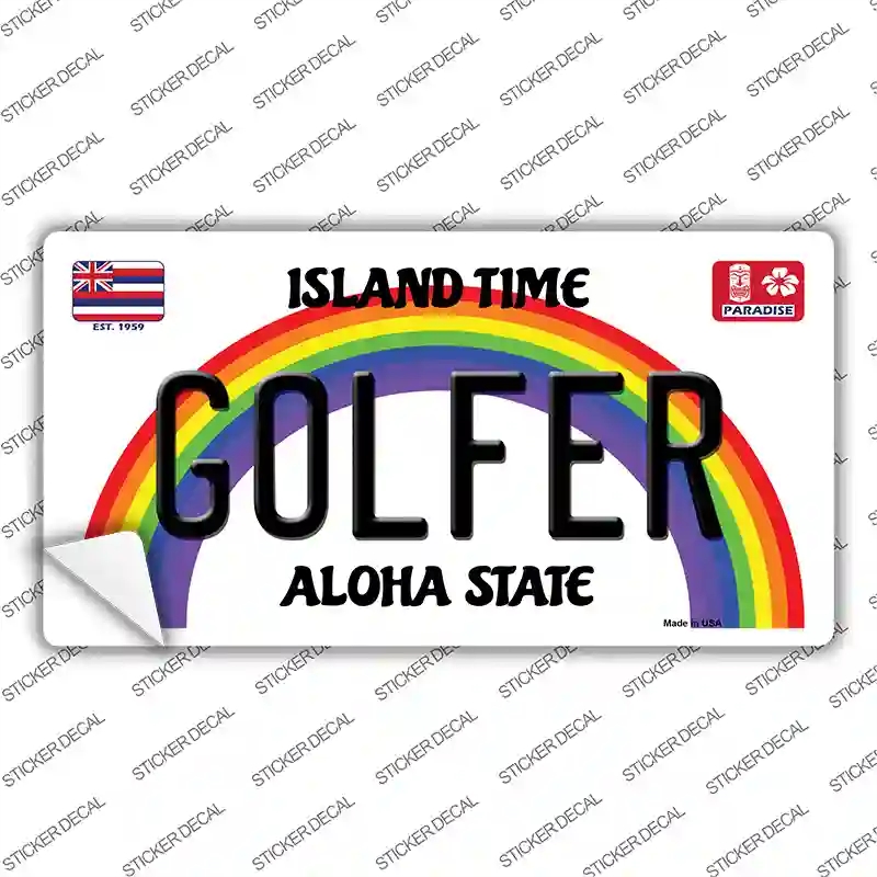 LP-12591s-XL Golfer Hawaii Novelty Sticker Decal, Extra Large