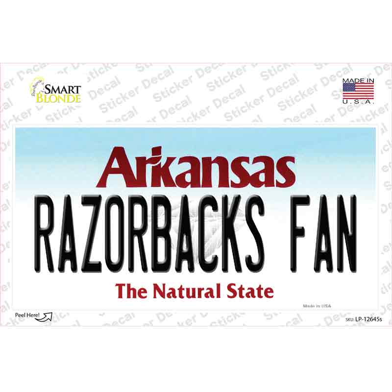 LP-12645s-M Razorbacks Fan Novelty Sticker Decal, Medium