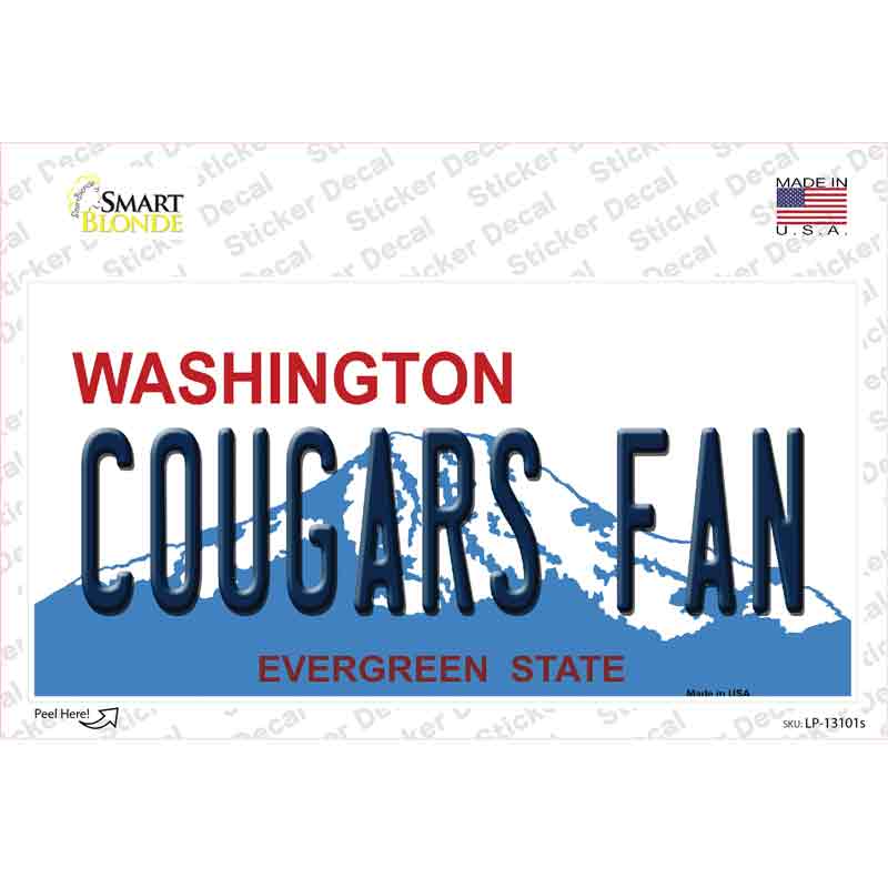 LP-13101s-M Washington Cougars Fan Novelty Sticker Decal, Medium