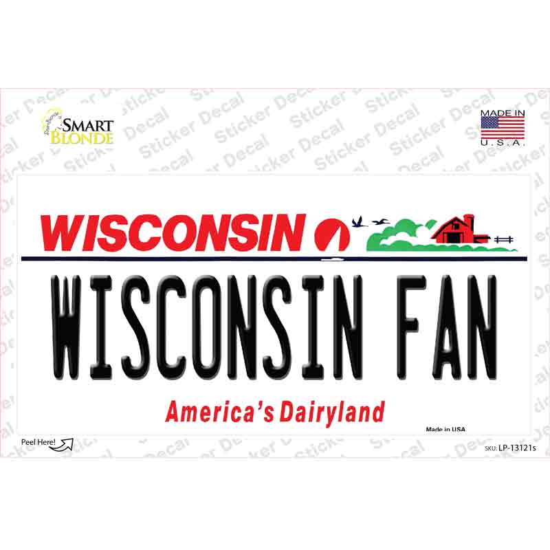 LP-13121s-M Wisconsin Fan Novelty Sticker Decal, Medium