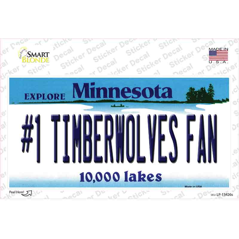LP-13426s-M Number 1 Timberwolves Fan Novelty Sticker Decal, Medium