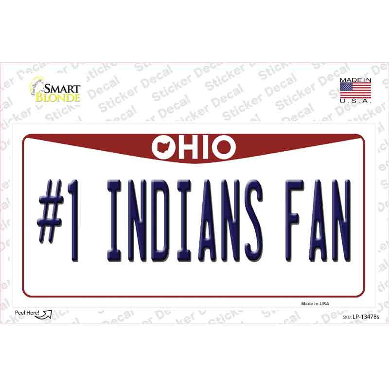 LP-13478s-M Number 1 Indians Fan Novelty Sticker Decal, Medium